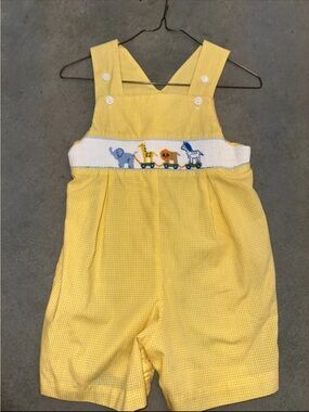 Collection B Yellow Smocked Safari Shortalls with Animal Train